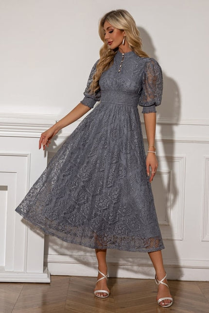 Robe de Soirée Dentelle Grise - gallery 1