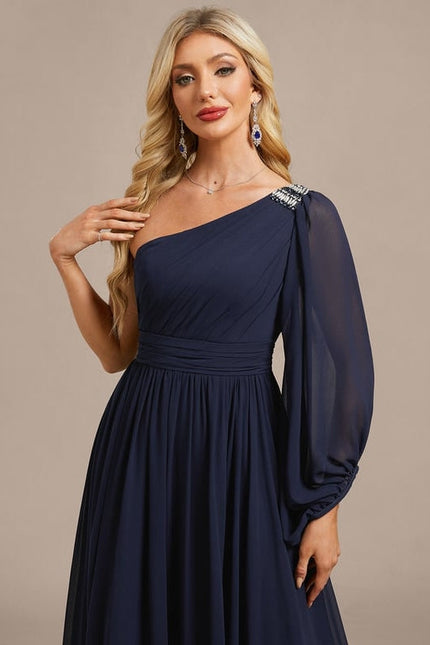 Robe de Soirée Mousseline Asymétrique - gallery 1