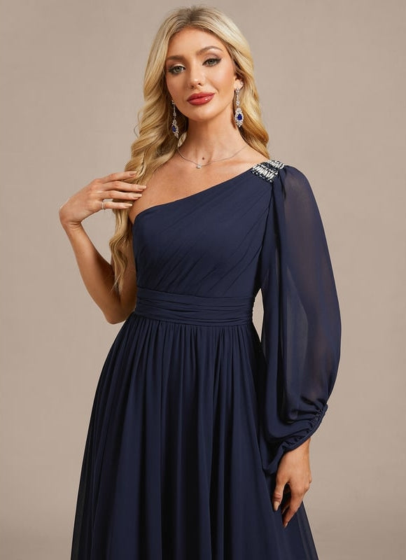 Robe de Soirée Mousseline Asymétrique - gallery 1