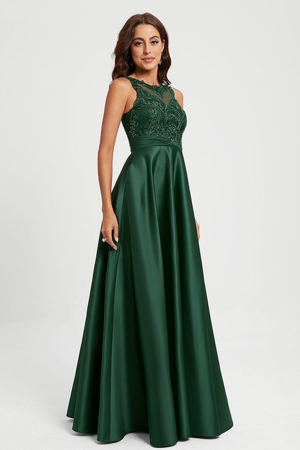 Robe de Soirée Élégance Satinée Émeraude - gallery 2