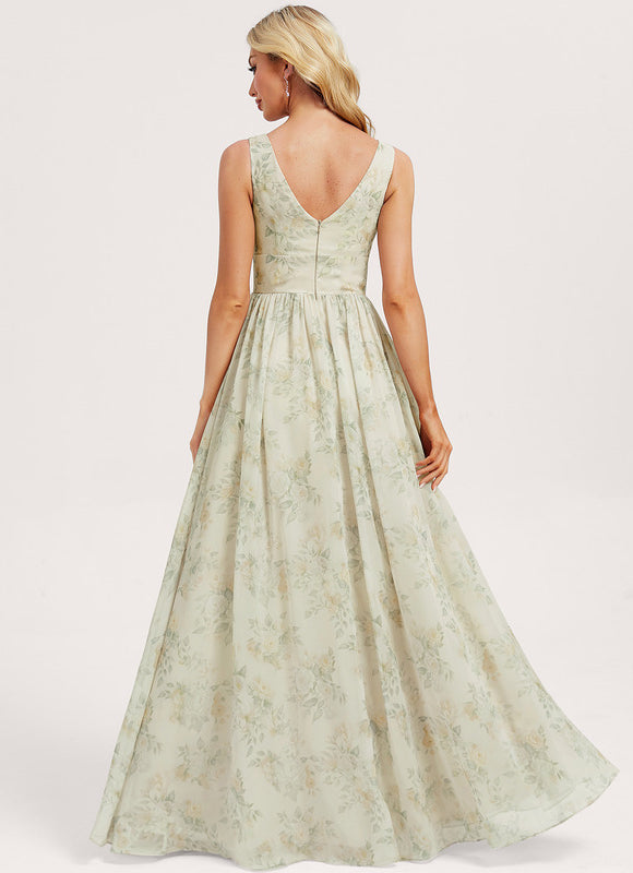 Robe de Soirée Mousseline Beige - gallery 5