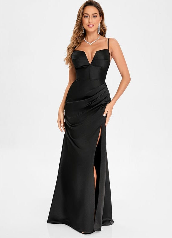 Robe de Soirée Satin Noir Chic - gallery 3