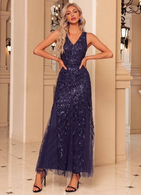 Robe de Soirée Maxi Paillettes Tulle