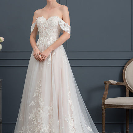 Robe de Soirée Longue Blanche Princesse Tulle Dentelle Mariée