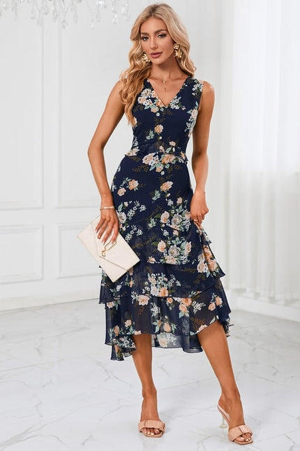 Robe de Soirée Florale Marine - gallery 3