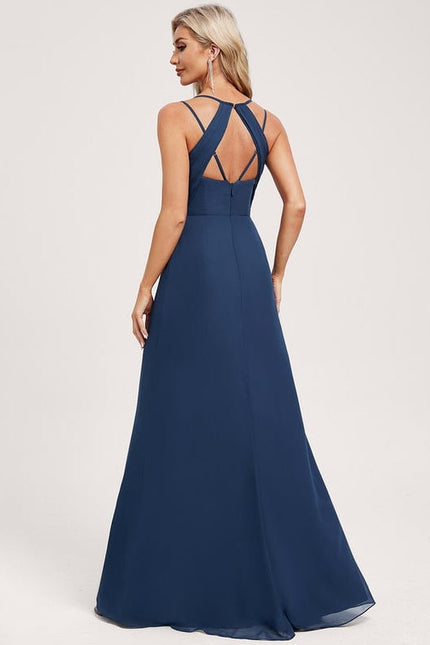 Robe de Soirée Mousseline Beige - gallery 4