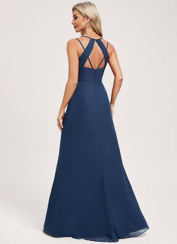 Robe de Soirée Mousseline Beige - gallery 4