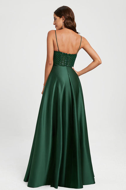 Robe de Soirée Élégance Émeraude Satinée - gallery 2