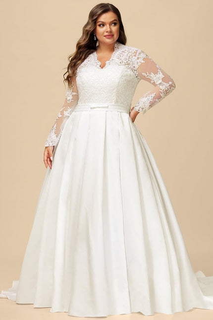 Robe de Soirée Longue Blanche Princesse Dentelle Col V - gallery 5