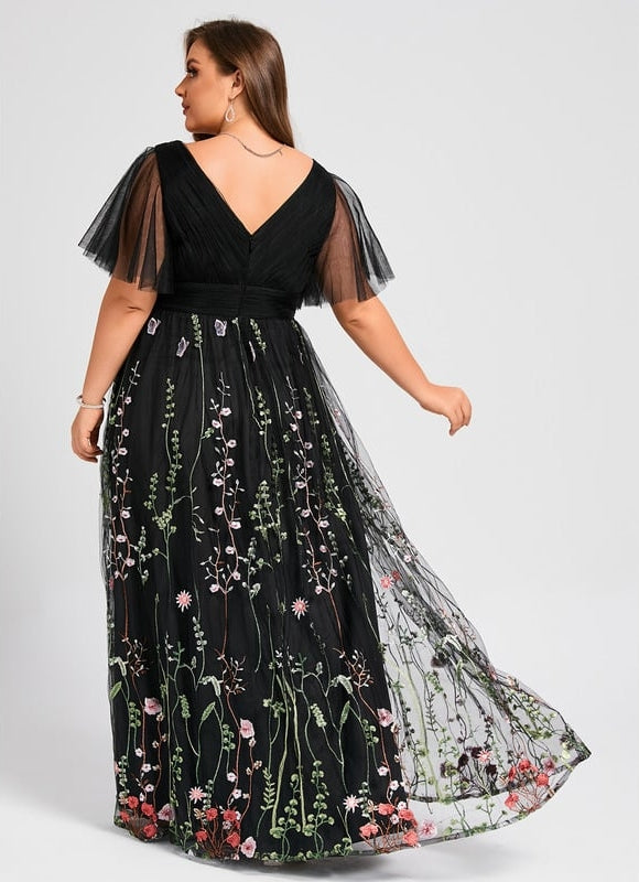 Robe de Soirée Floral Éclat Noir - gallery 8