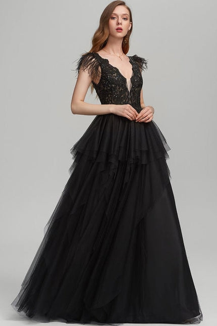 Robe De Soirée Plume Longue - gallery 3