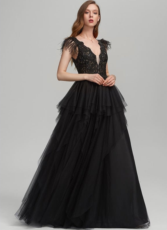 Robe De Soirée Plume Longue - gallery 3