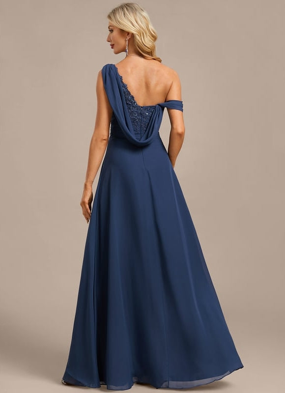 Robe de Soirée Mousseline Bleu - gallery 6