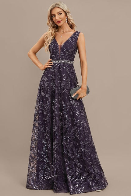 Robe de Soirée Violet Éclat Floral - gallery 4