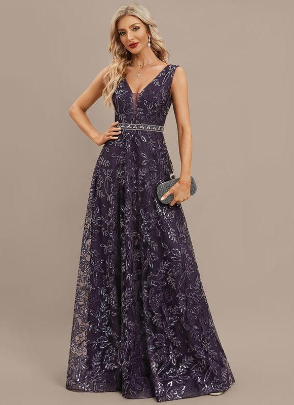 Robe de Soirée Violet Éclat Floral - gallery 4