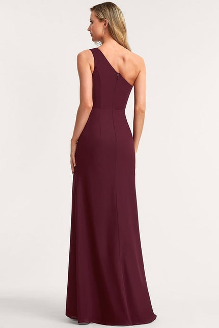 Robe de Soirée Asymétrique Bordeaux - gallery 3