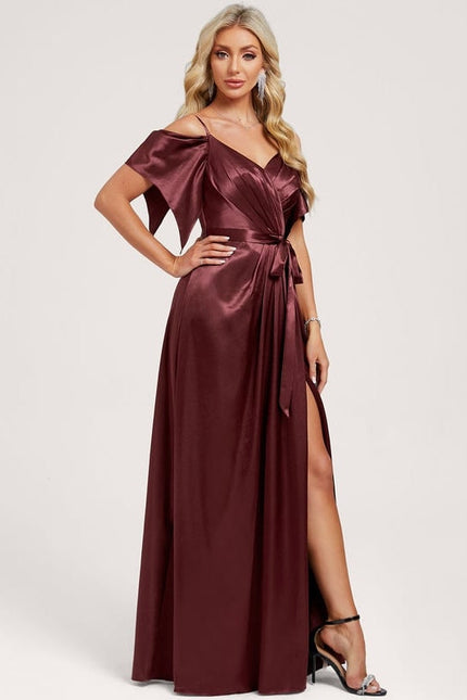 Robe de Soirée Satin Vert Pâle - gallery 3