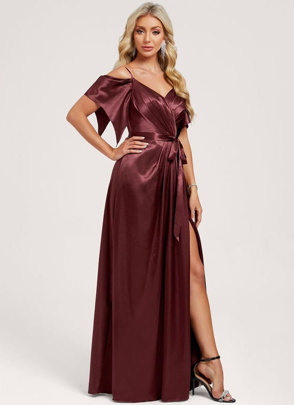 Robe de Soirée Satin Vert Pâle - gallery 3