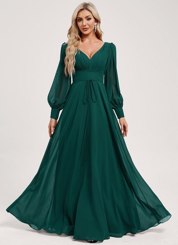 Robe de Soirée Mousseline Beige
