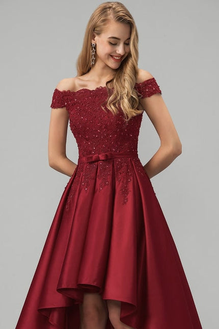 Robe de Soirée Rouge Élégance Asymétrique - gallery 2