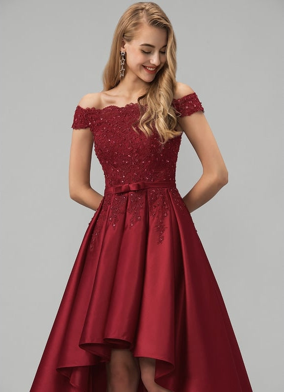 Robe de Soirée Rouge Élégance Asymétrique - gallery 2