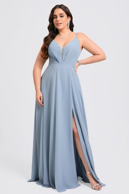 Robe de Soirée Mousseline Beige - gallery 9