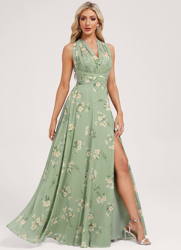 Robe de Soirée Bordeaux Fluide - gallery 2