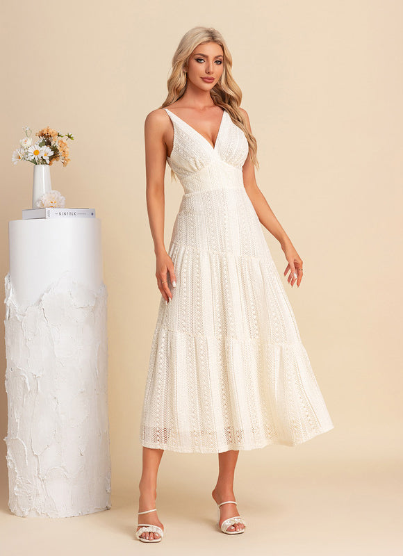 Robe de Soirée Écrue Texturée - gallery 3
