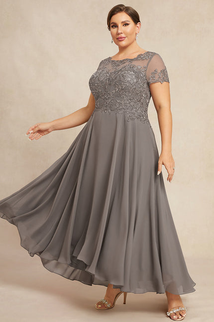 Robe de Soirée Élégance Grise Satinée - gallery 6