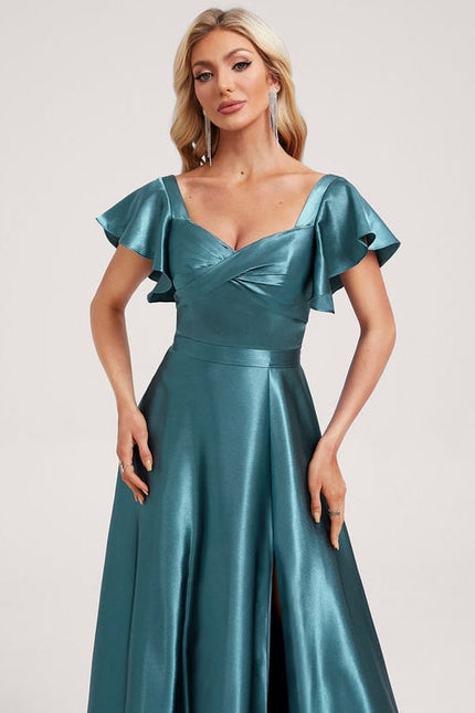 Robe de Soirée Satin Vert Pâle - gallery 4