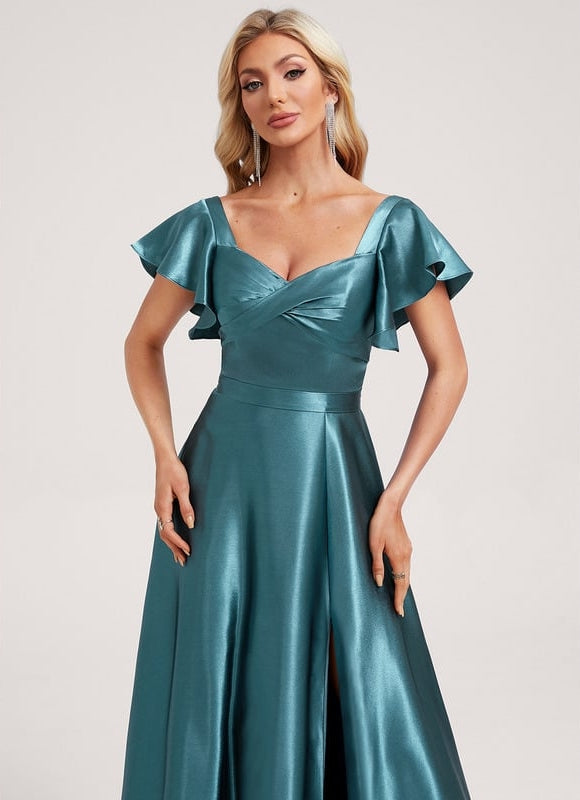 Robe de Soirée Satin Vert Pâle - gallery 4