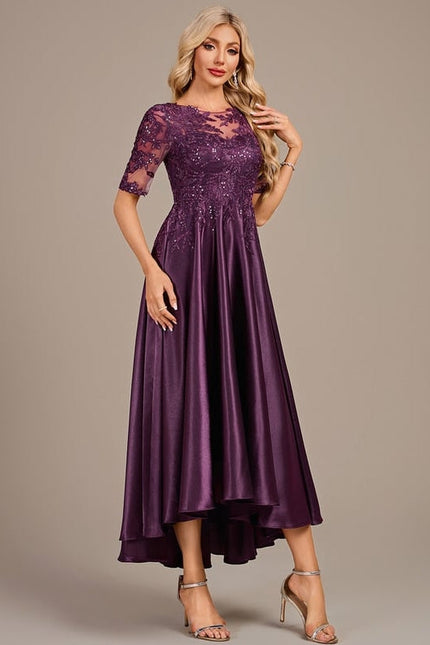 Robe de Soirée Satinée Violette - gallery 4