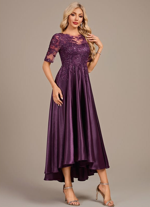Robe de Soirée Satinée Violette - gallery 4