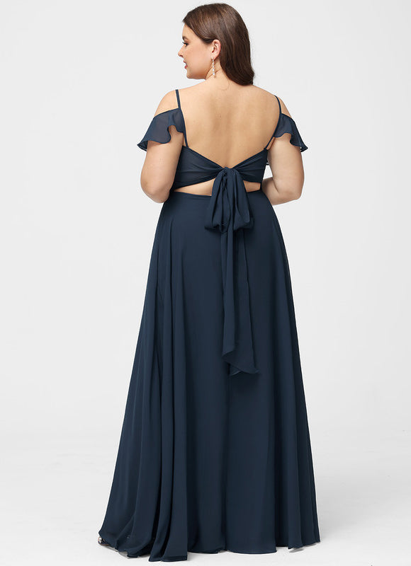 Robe de Soirée Mousseline Beige - gallery 9