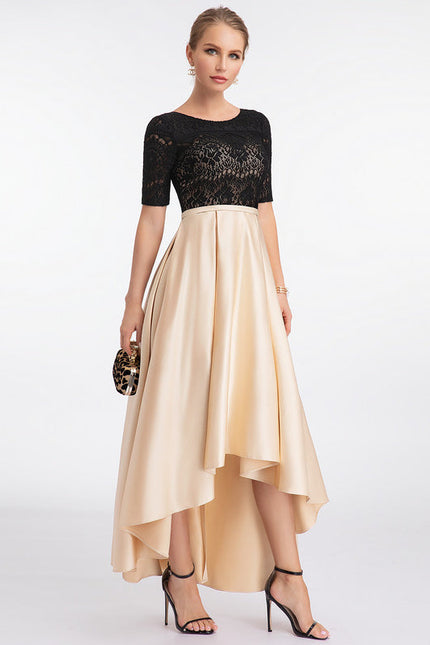 Robe de Soirée Satin Noir Doré - gallery 1