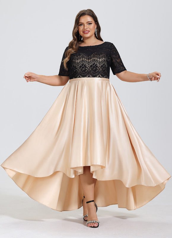 Robe de Soirée Satin Noir Doré - gallery 7