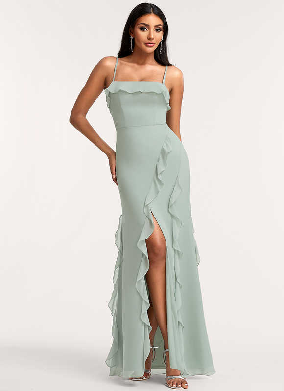 Robe de Soirée Fluide Vert Deau