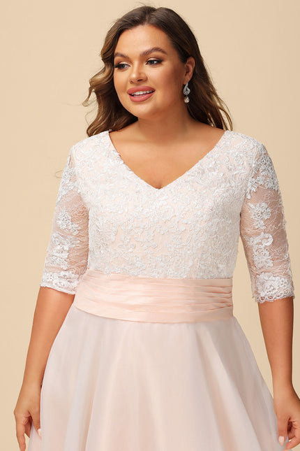 Robe de Soirée Longue Blanche Princesse Dentelle Voile - gallery 9