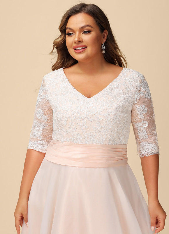 Robe de Soirée Longue Blanche Princesse Dentelle Voile - gallery 9