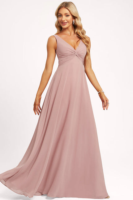 Robe de Soirée Mousseline Beige - gallery 2