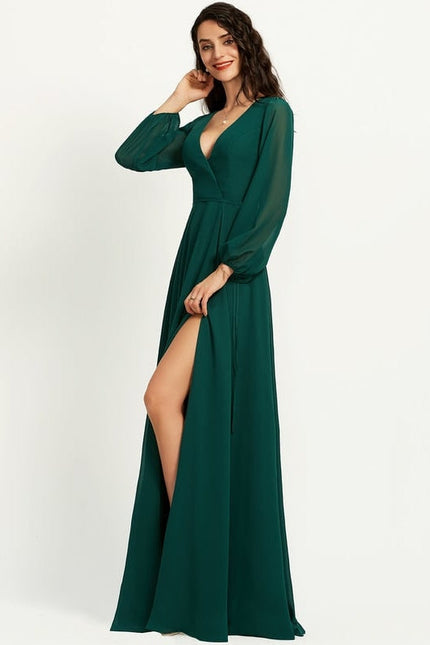 Robe de Soirée Mousseline Beige - gallery 2
