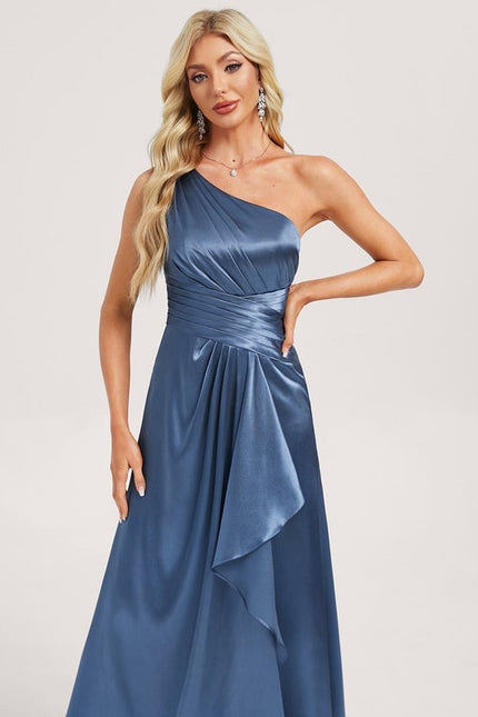Robe de Soirée Bleu Satiné Élégant - gallery 3