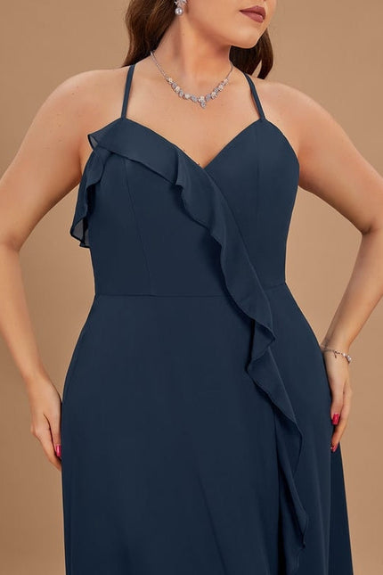Robe de Soirée Mousseline Beige - gallery 8