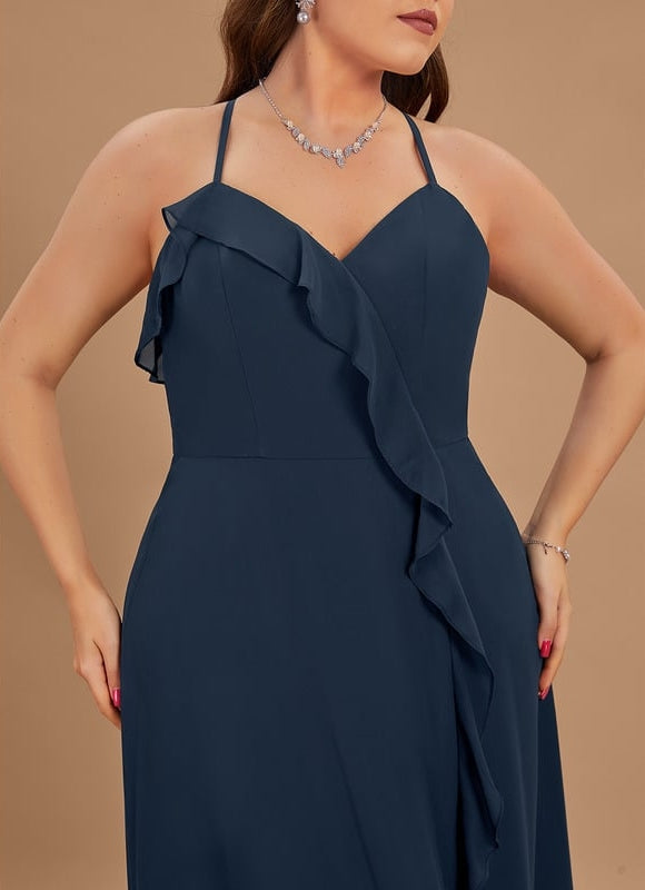 Robe de Soirée Mousseline Beige - gallery 8