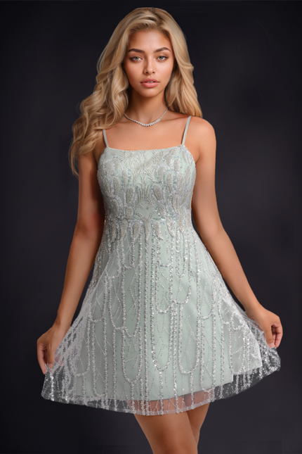 Robe de Soirée Pailletée Mint - gallery 4