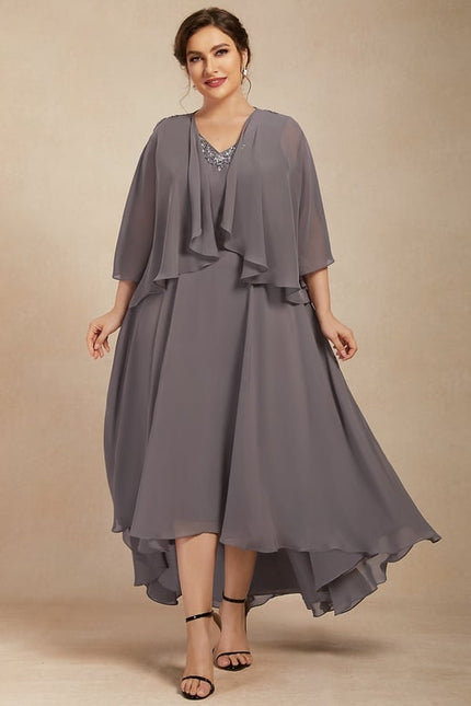 Robe de Soirée Gris Nuageux Chic - gallery 7