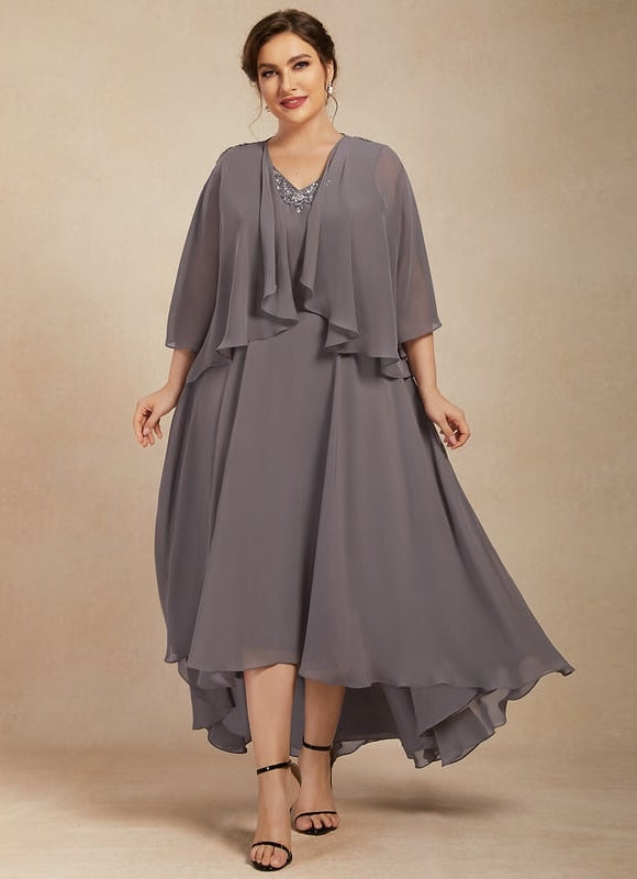 Robe de Soirée Gris Nuageux Chic - gallery 7