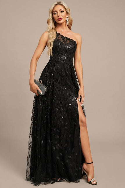 Robe De Soirée Asymétrique Noire - gallery 5