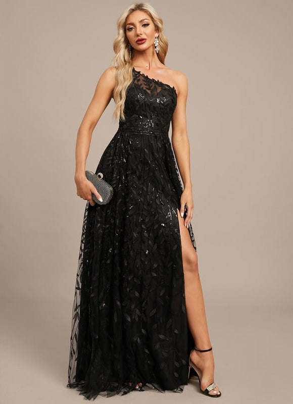 Robe De Soirée Asymétrique Noire - gallery 5