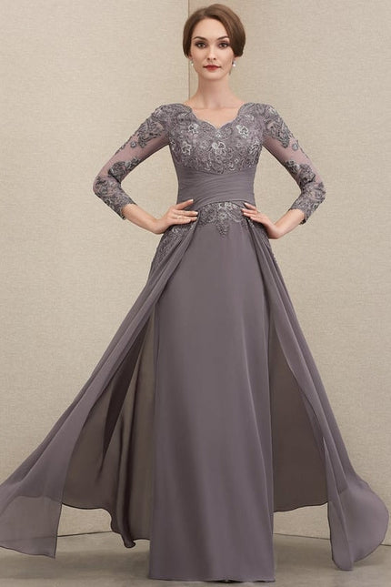 Robe de Soirée Gris Sophistiqué